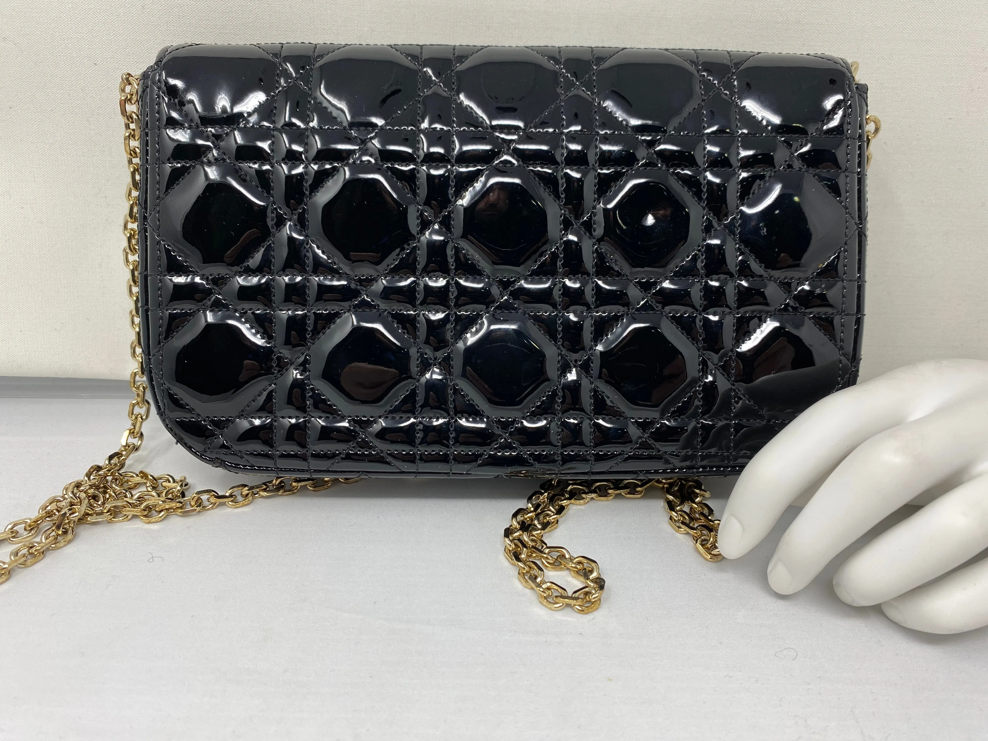 Vintage: Miss Dior Promenade Patent Leather Crossbody Bag with Gold Link DIOR Chain