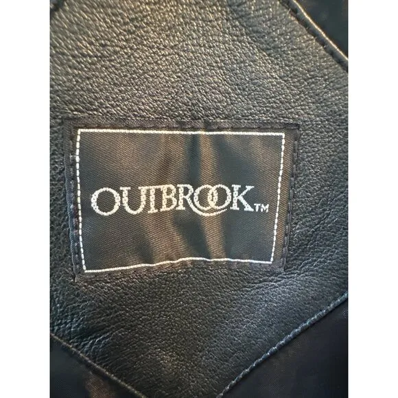 Vintage Outbrook Genuine Black Leather Jacket Balzer Women's Large Goth Punk