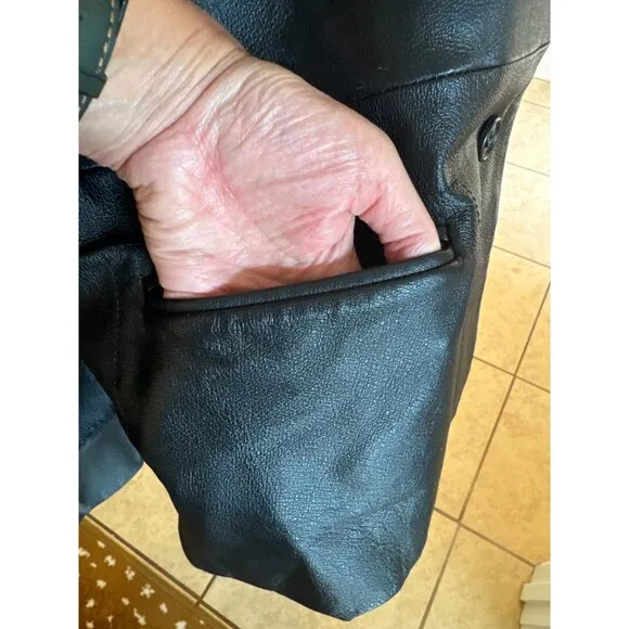 Vintage Outbrook Genuine Black Leather Jacket Balzer Women's Large Goth Punk