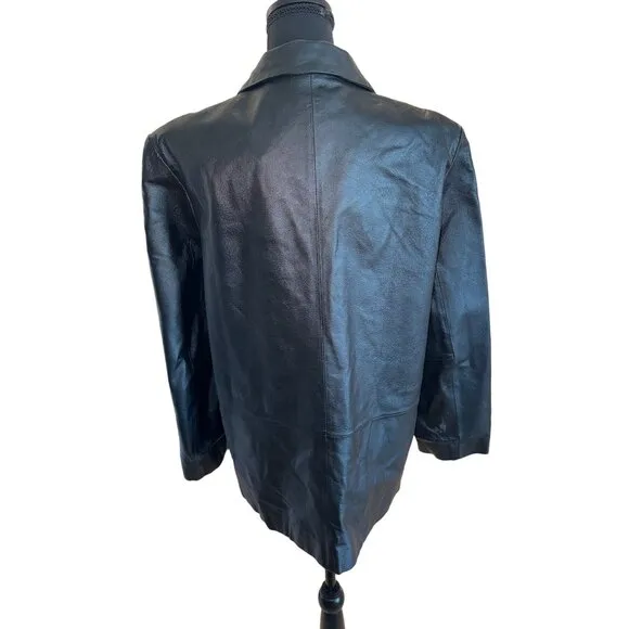 Vintage Outbrook Genuine Black Leather Jacket Balzer Women's Large Goth Punk
