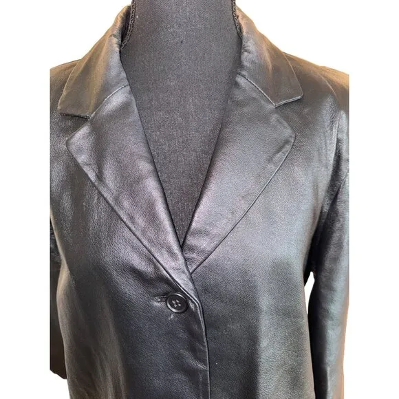 Vintage Outbrook Genuine Black Leather Jacket Balzer Women's Large Goth Punk