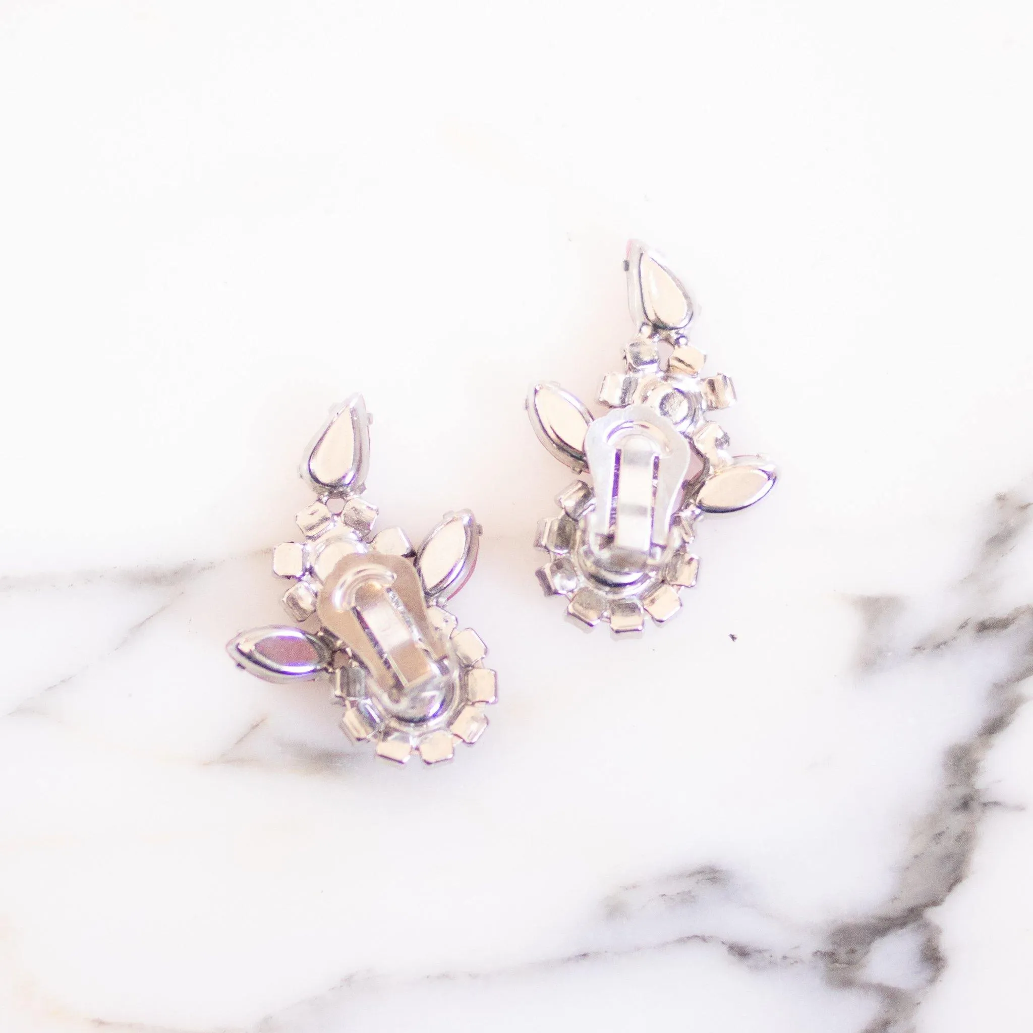 Vintage Pink Rhinestone Statement Earrings