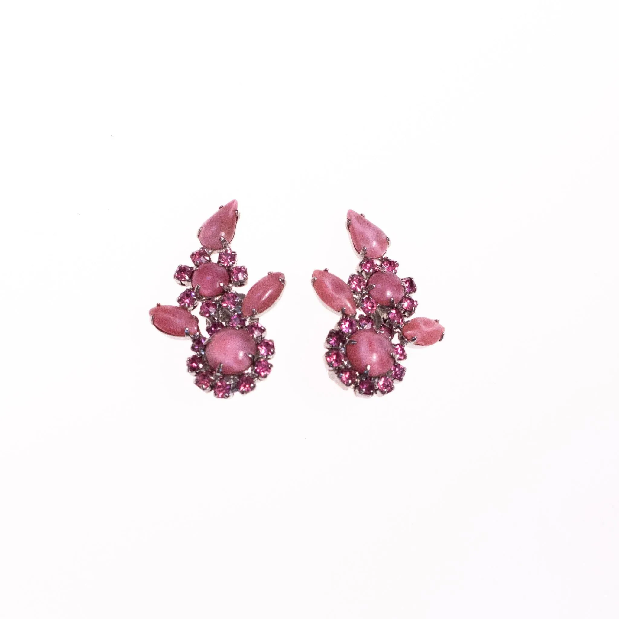 Vintage Pink Rhinestone Statement Earrings