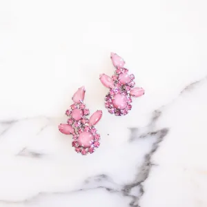 Vintage Pink Rhinestone Statement Earrings