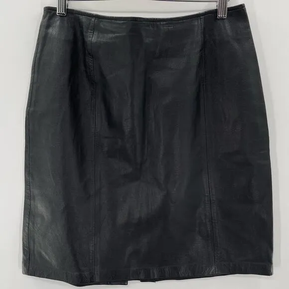 Vintage Preppy Lambskin Leather Mini Pencil Skirt Croft &amp; Barrow Size 10 Indie