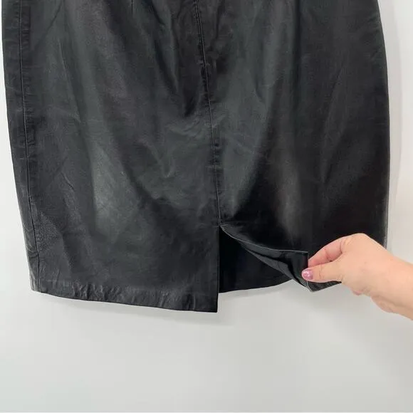 Vintage Preppy Lambskin Leather Mini Pencil Skirt Croft &amp; Barrow Size 10 Indie
