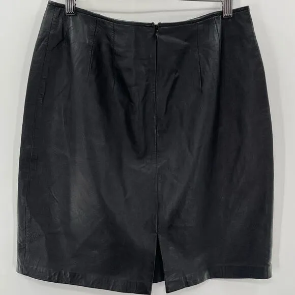 Vintage Preppy Lambskin Leather Mini Pencil Skirt Croft &amp; Barrow Size 10 Indie