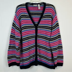 Vintage Villager Sport Woman by Liz Claiborne Striped Cardigan Plus Size 2X