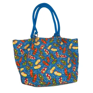 Vtg Avon Women’s Blue Flip Flop Pattern Shoulder Bag Magnetic Closure Sz M