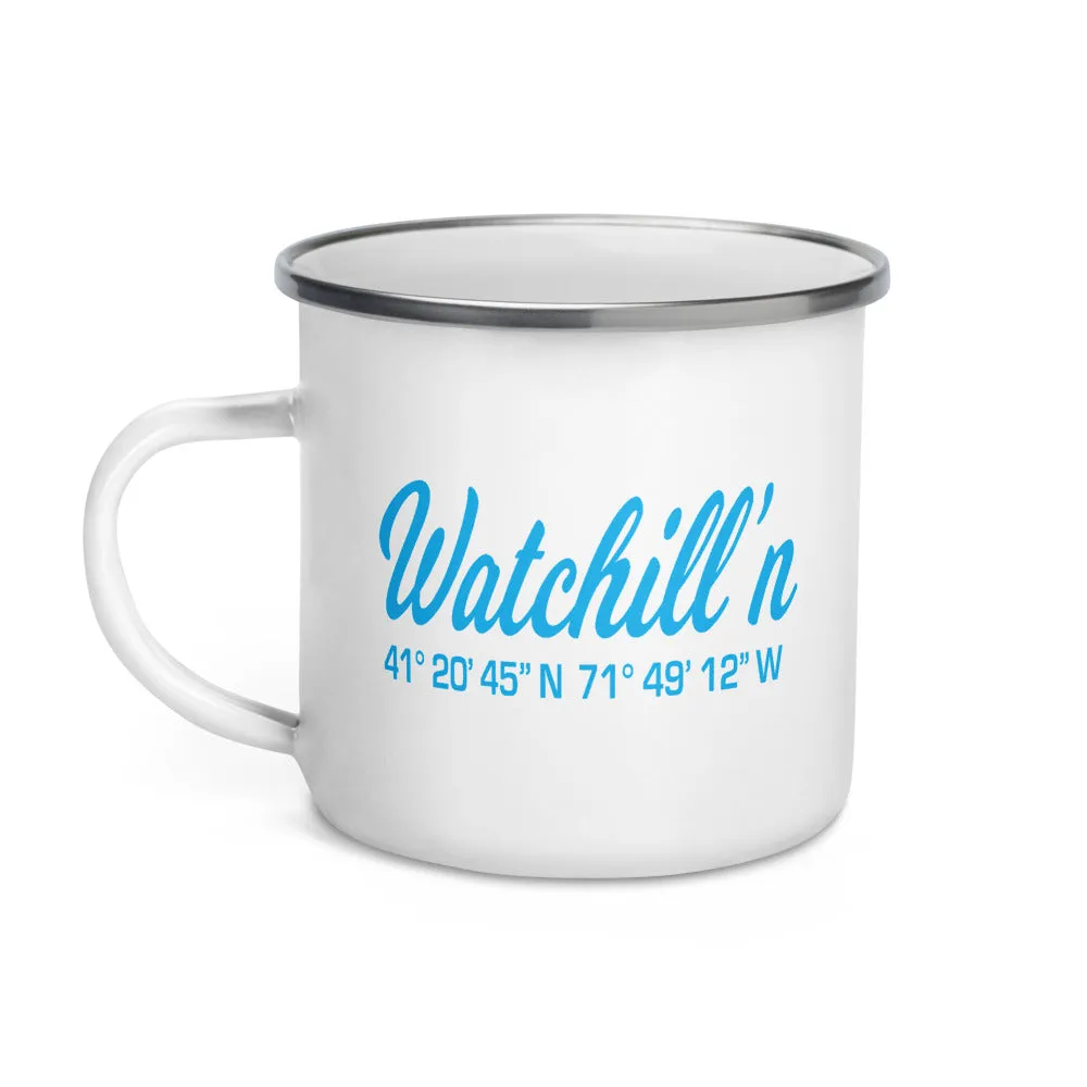 Watchill'n 'Coordinates' Enamel Mug (Cyan)