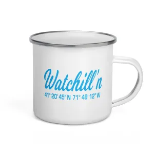 Watchill'n 'Coordinates' Enamel Mug (Cyan)