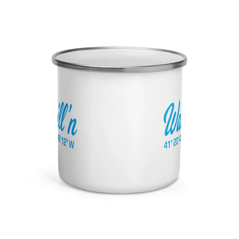 Watchill'n 'Coordinates' Enamel Mug (Cyan)