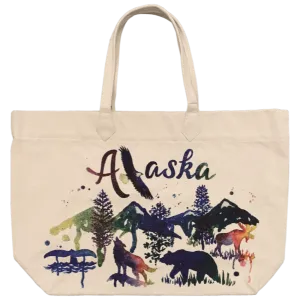 Watercolor Alaska Animals Tote Bag