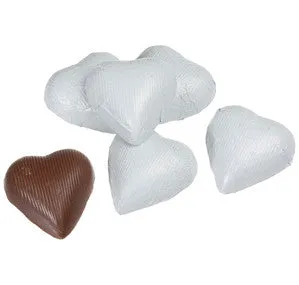 White Chocolate Foil Hearts 10LB Bulk