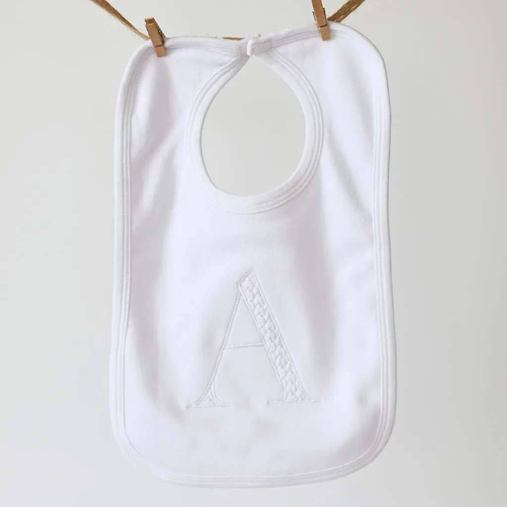 White Initial Bib
