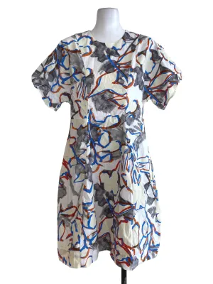 White Patterned A Line Dress