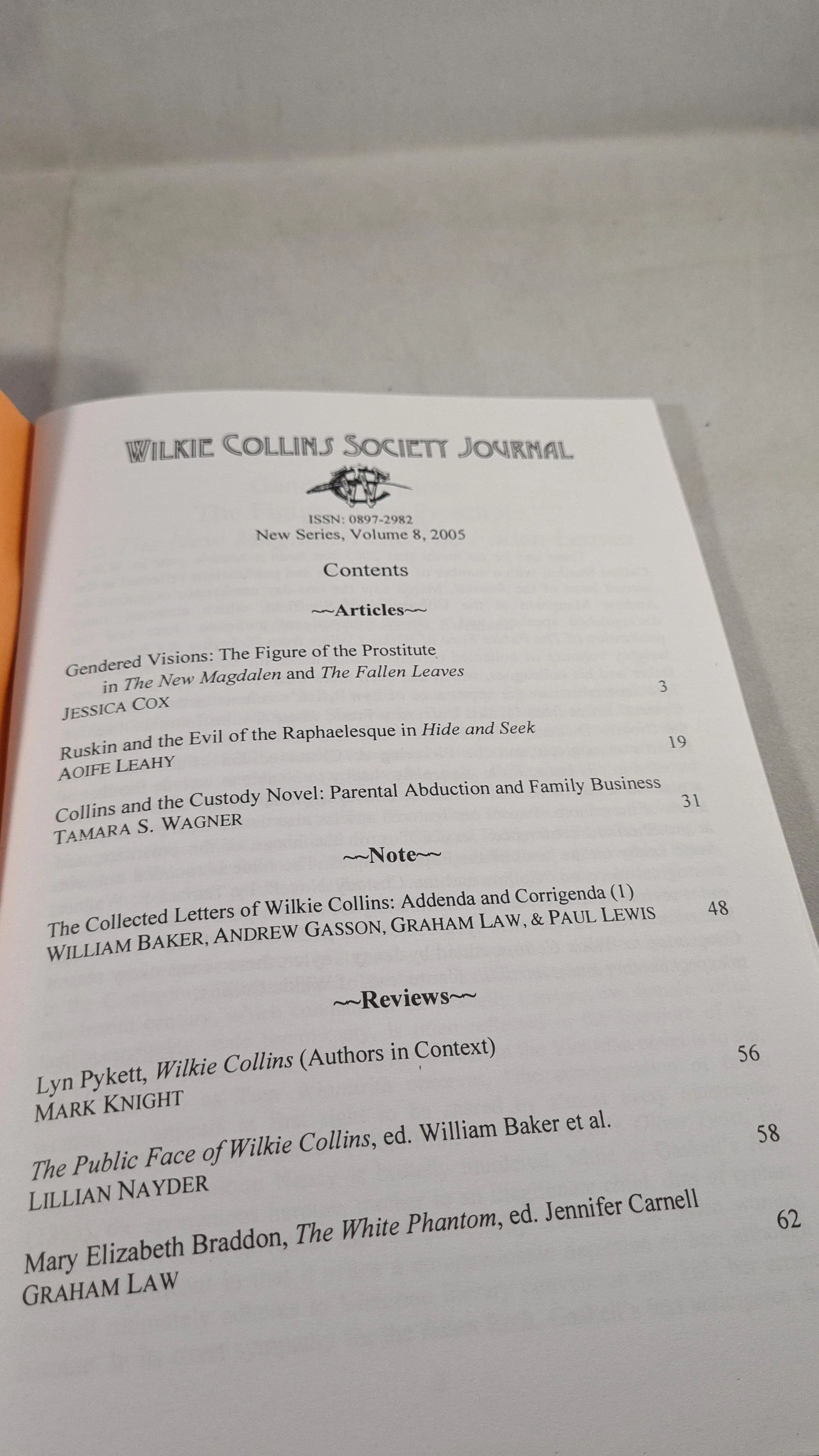 Wilkie Collins Society Journal 1999 & 2005