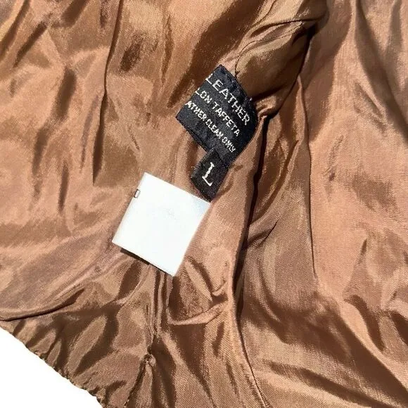 Winlit Crop brown tassel Genuine Leather Jacket sz M ( VTG large) biker 80’s