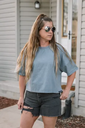 Women's Boxy Tee - Vintage Denim Blue