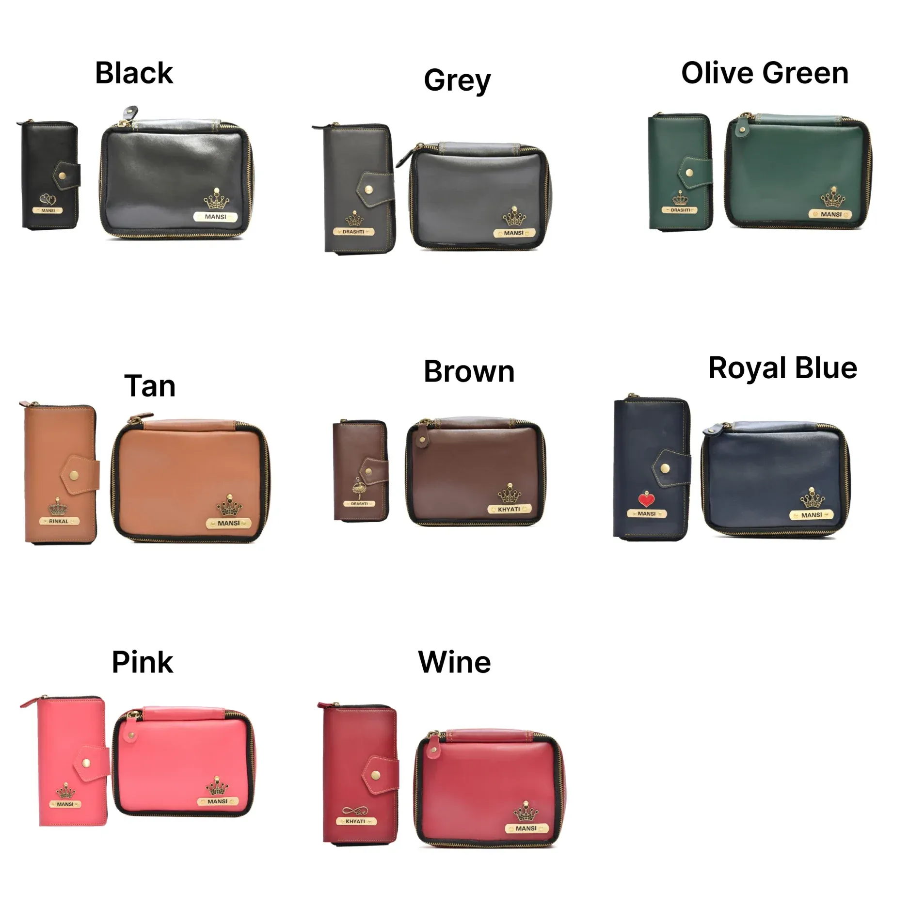 Women's Combo - Mini Makeup Kit & zip around lady Wallet (Grey)