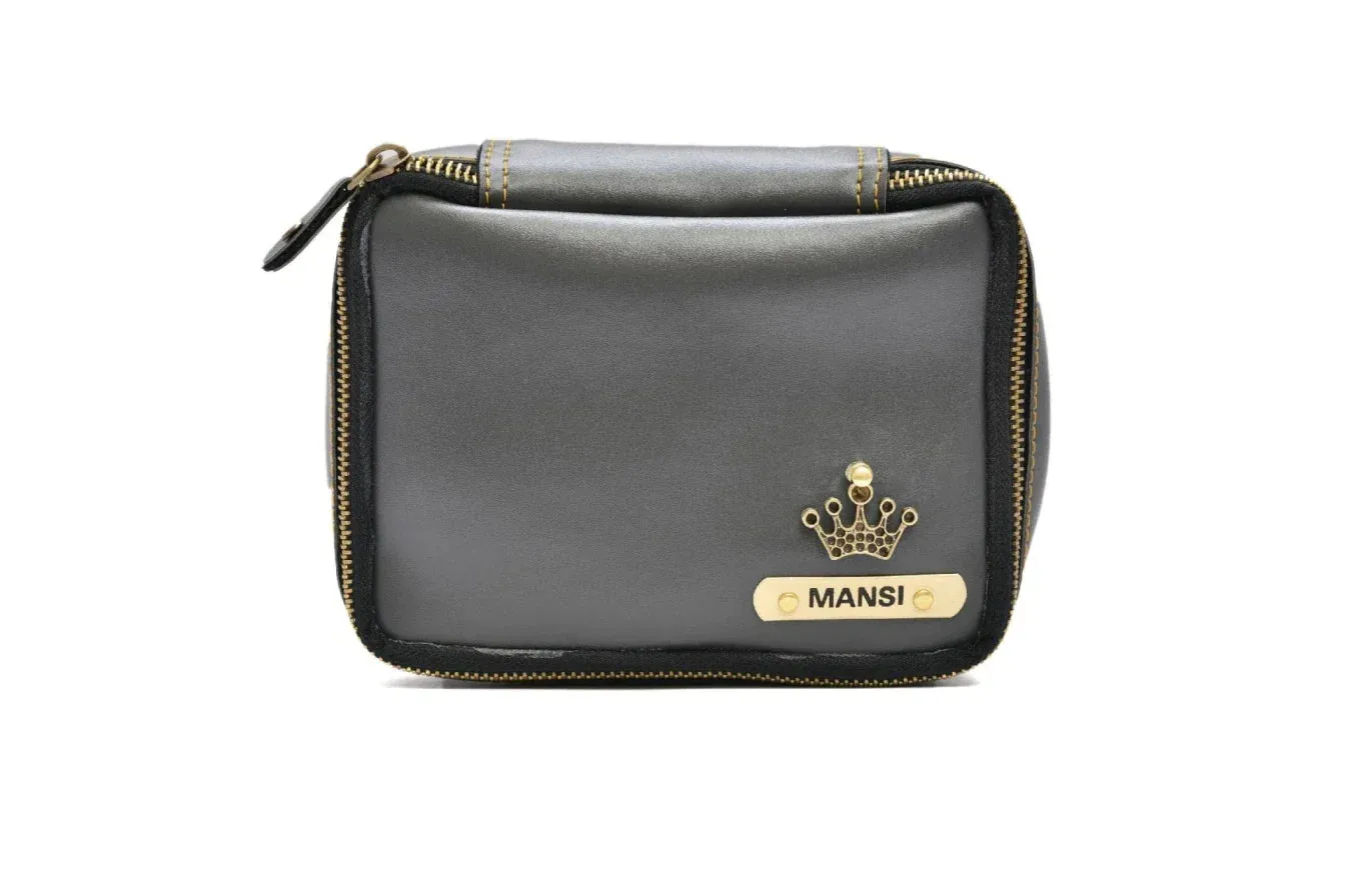 Women's Combo - Mini Makeup Kit & zip around lady Wallet (Grey)