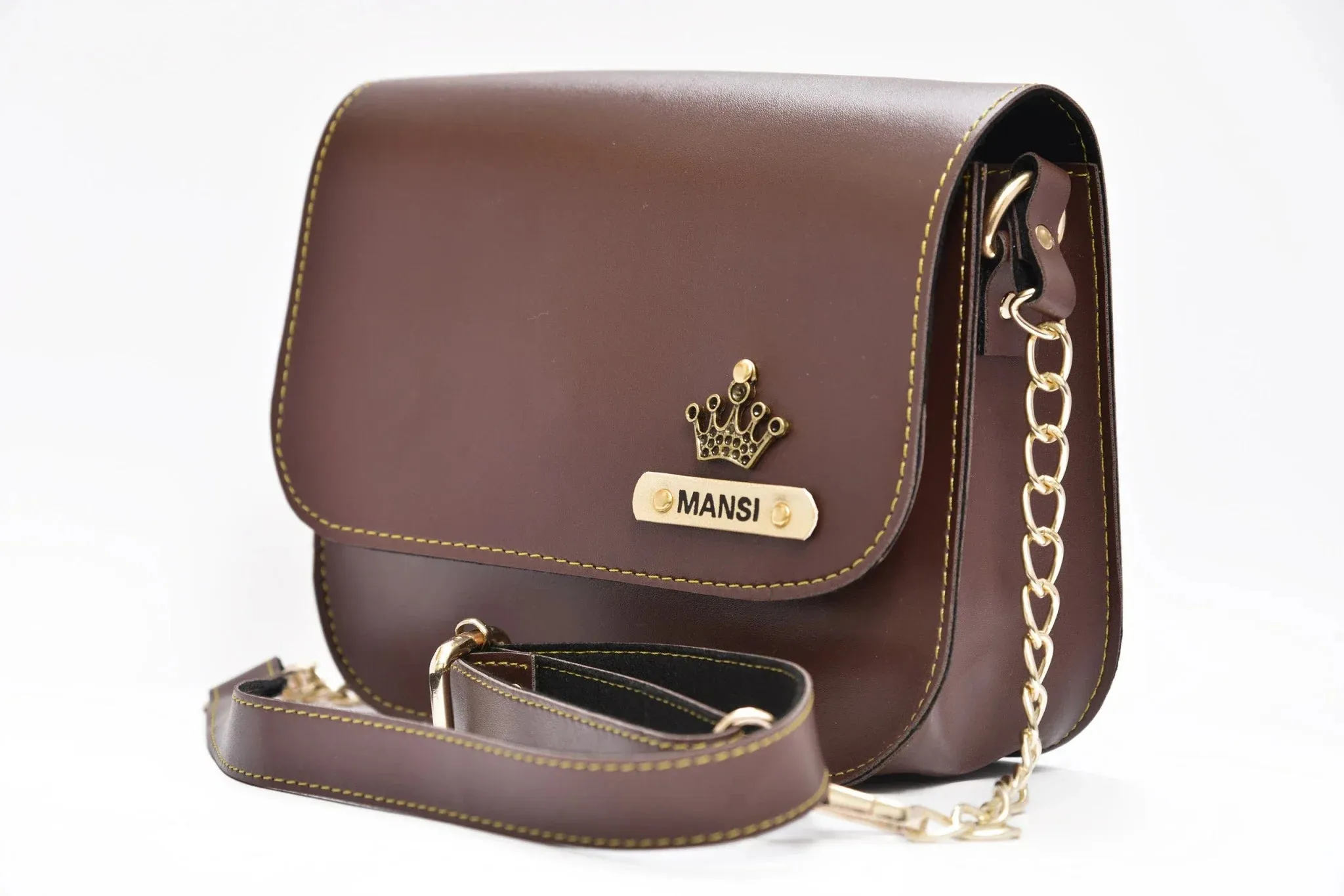 Women's Combo : Premium Lady Wallet & Chained Sling Bag - Brown