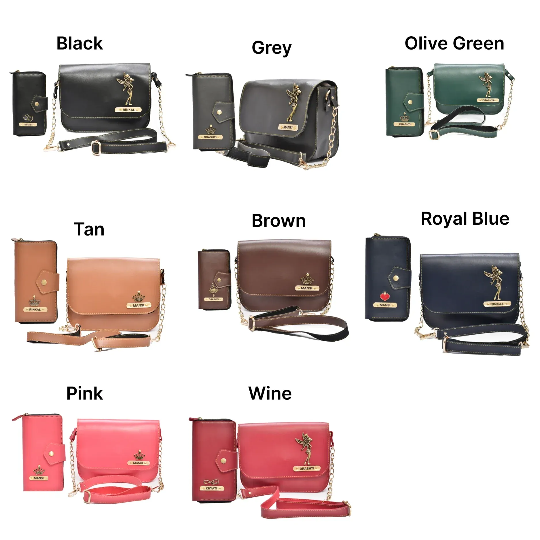 Women's Combo : Premium Lady Wallet & Chained Sling Bag - Tan