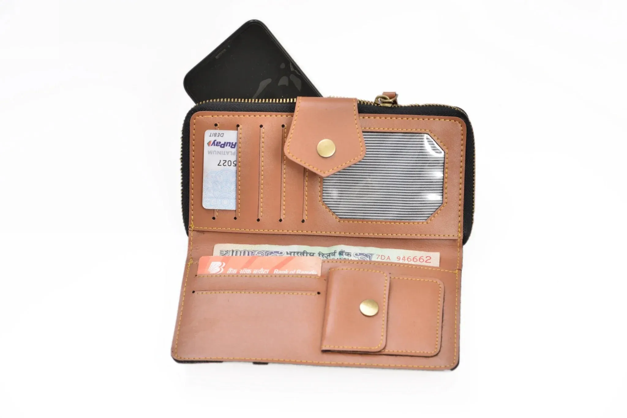 Women's Combo : Premium Lady Wallet & Chained Sling Bag - Tan