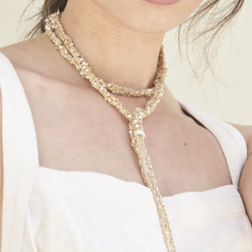 Wrap Tassel Necklace with Pearls
