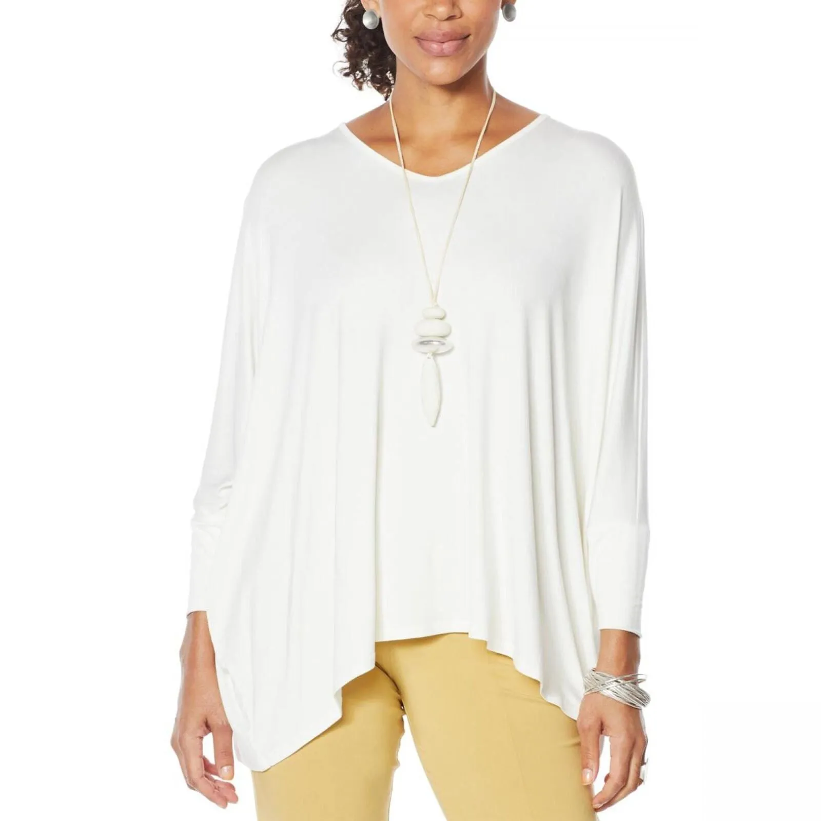 Wynne Layers Womens V-Neck Knit Boxy T-Shirt Top Tee 694608 Cloud White M