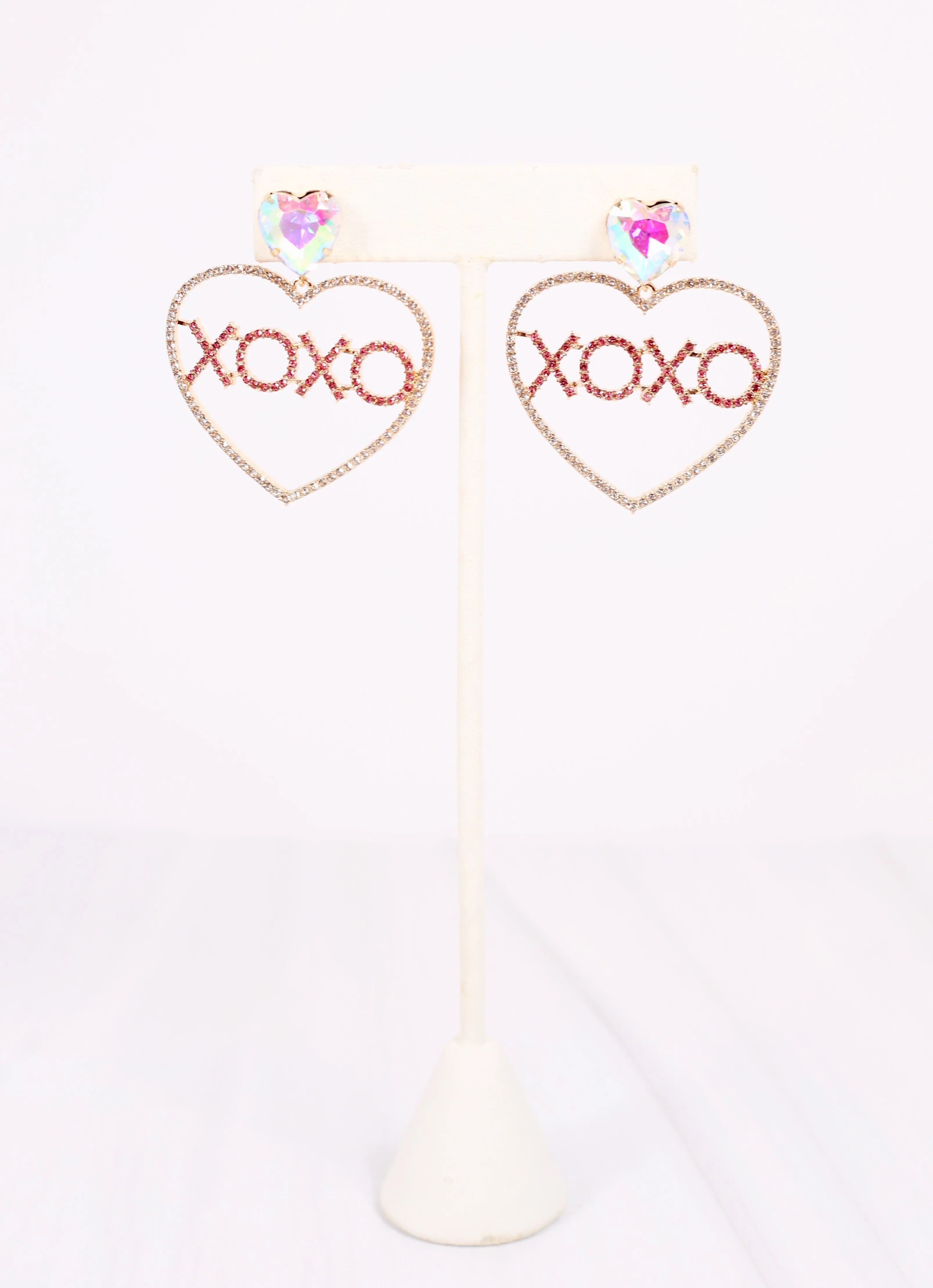 XOXO CZ Heart Earring PINK