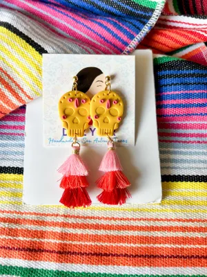 Yellow/ Pink Tassel skulls