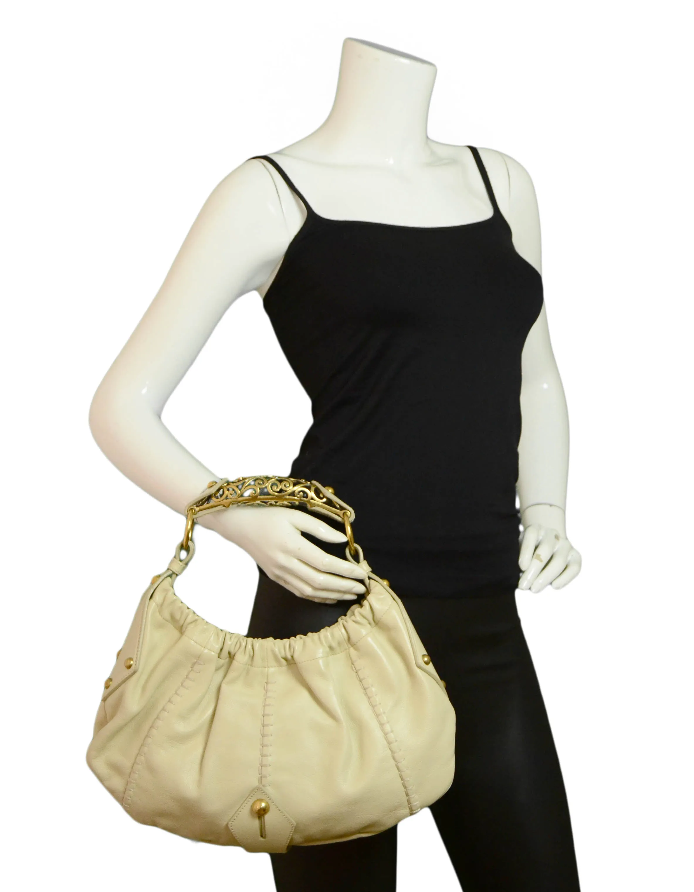 YSL Beige Leather Vincennes Mombasa Bag