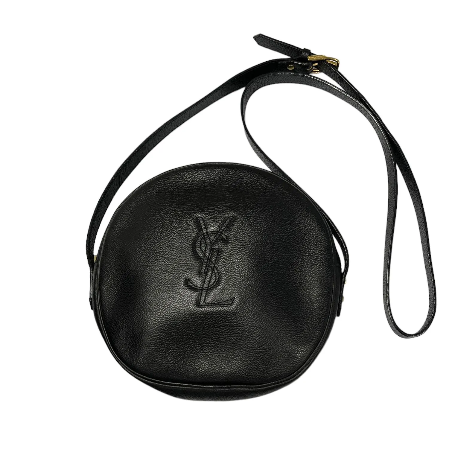 YSL Black Logo Round Crossbody
