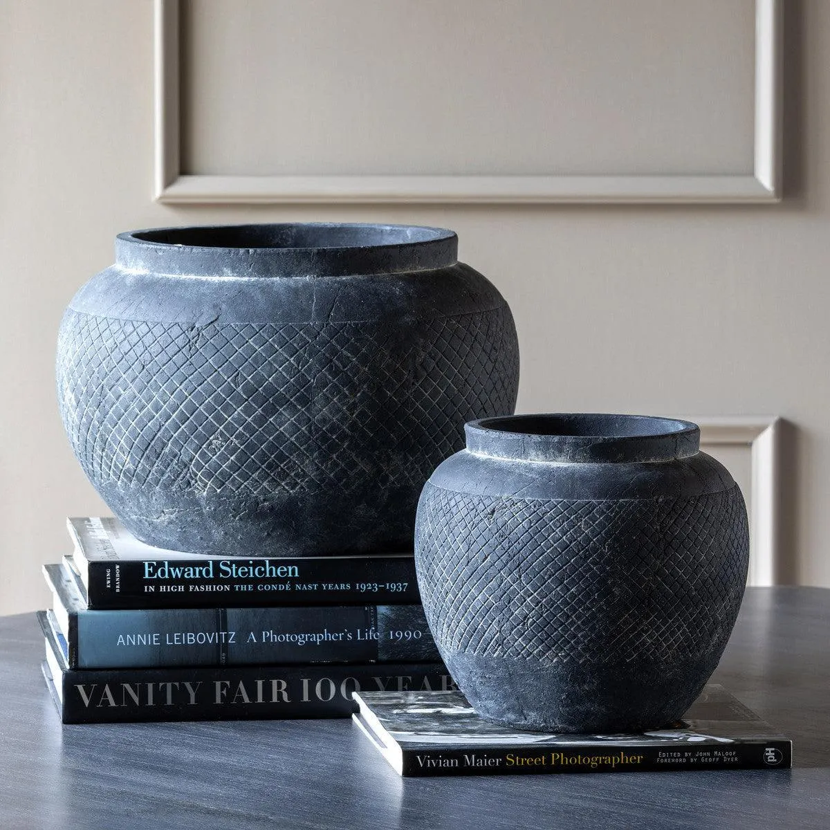 Yucca Cement Rotund Pot, 15"