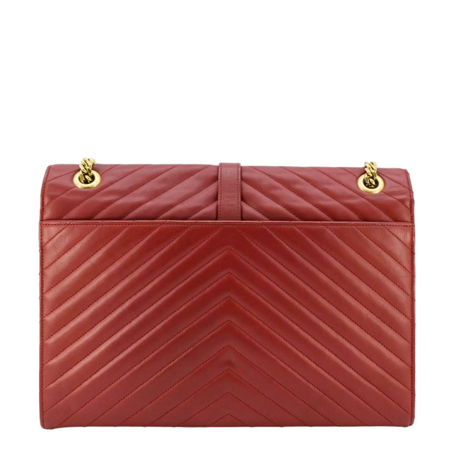 YVES SAINT LAURENT Envelope Large Mixed Matelasse Leather Shoulder Bag Red