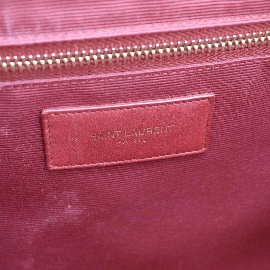 YVES SAINT LAURENT Envelope Large Mixed Matelasse Leather Shoulder Bag Red
