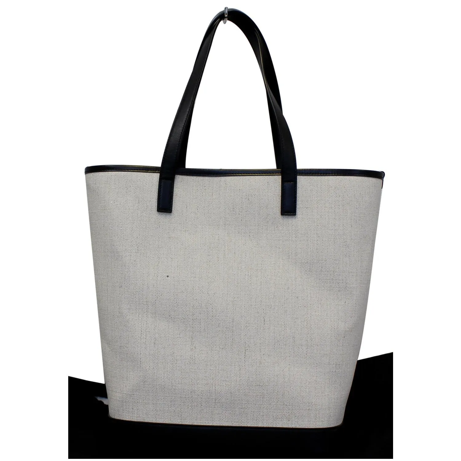 YVES SAINT LAURENT Teddy Canvas/Leather Drawstring Shopping Tote White/Black - Last Call
