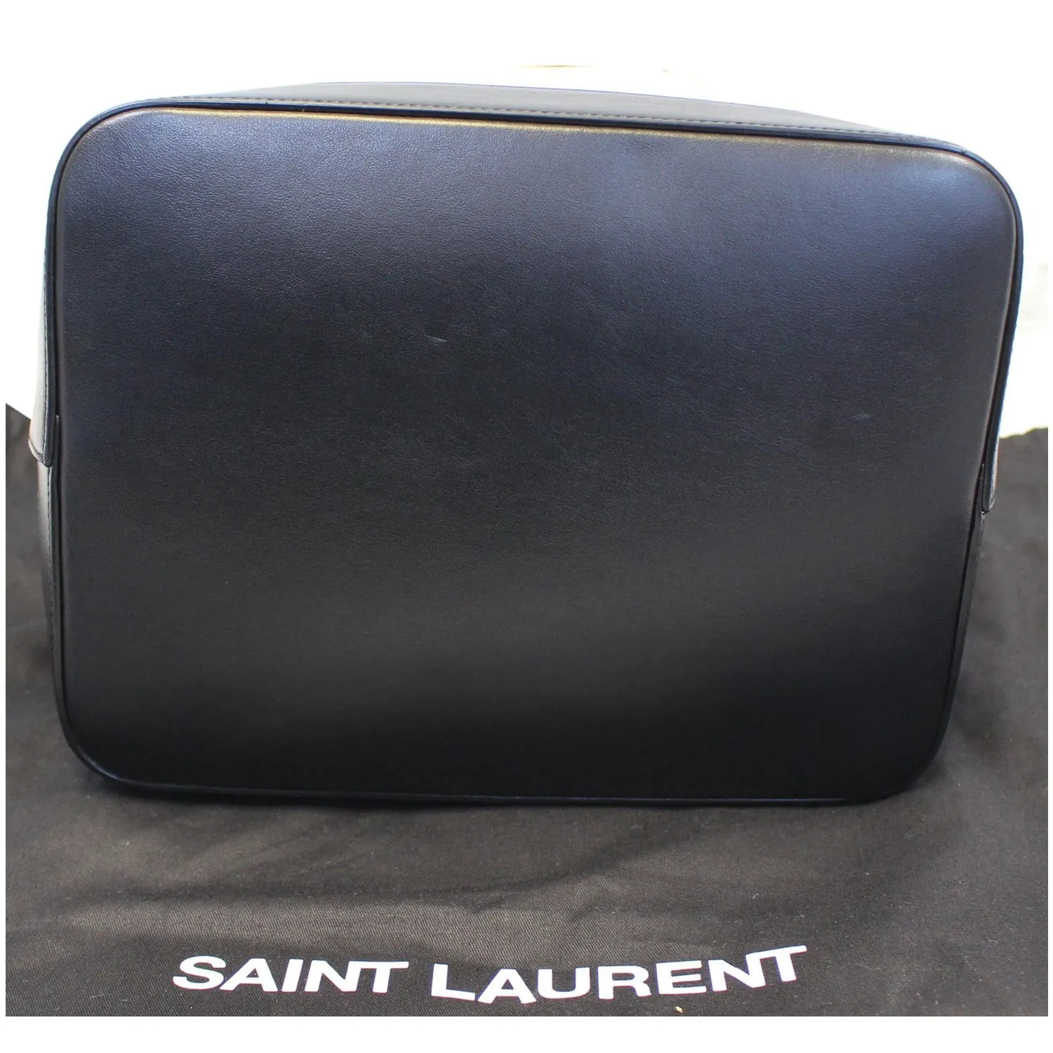 YVES SAINT LAURENT Teddy Canvas/Leather Drawstring Shopping Tote White/Black - Last Call