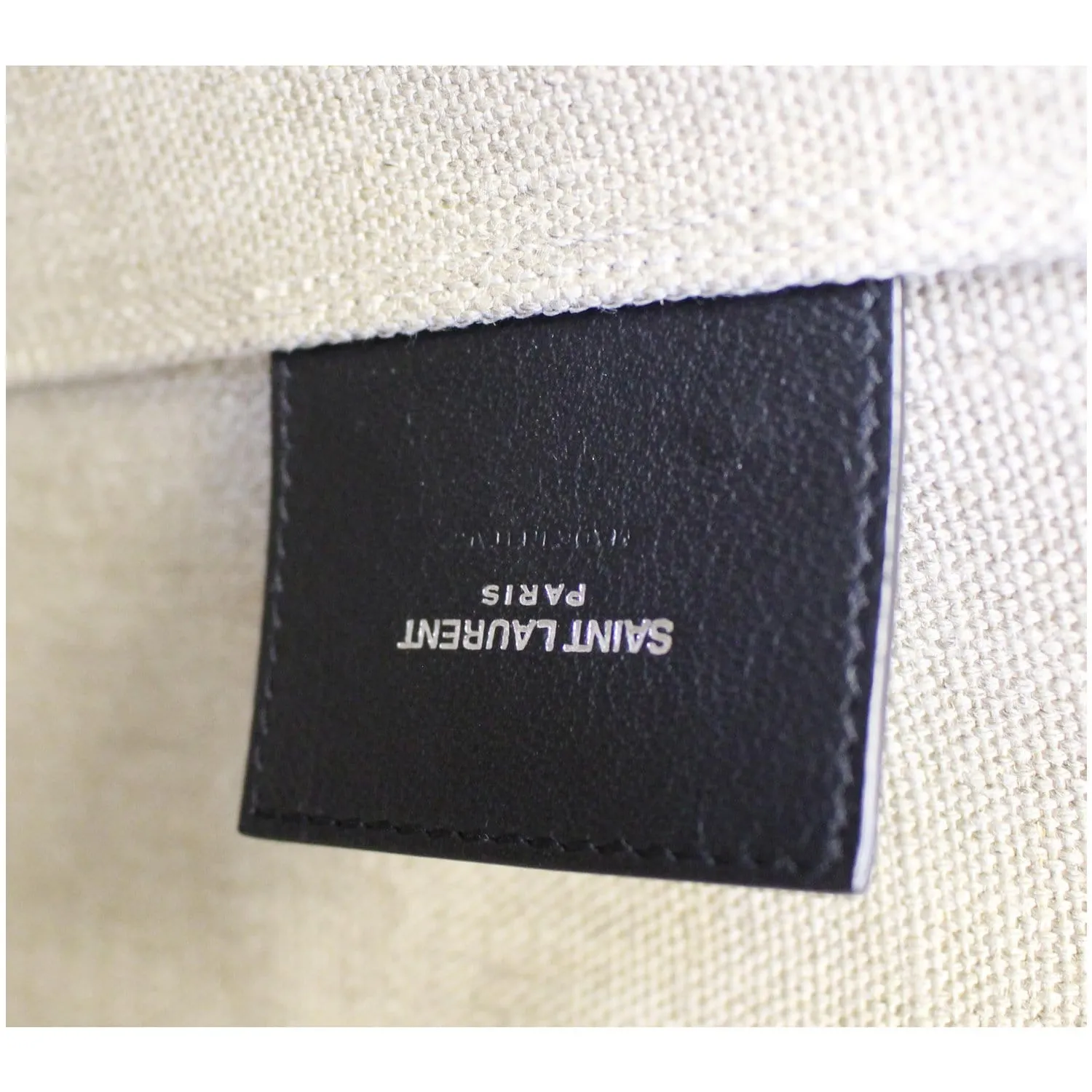 YVES SAINT LAURENT Teddy Canvas/Leather Drawstring Shopping Tote White/Black - Last Call