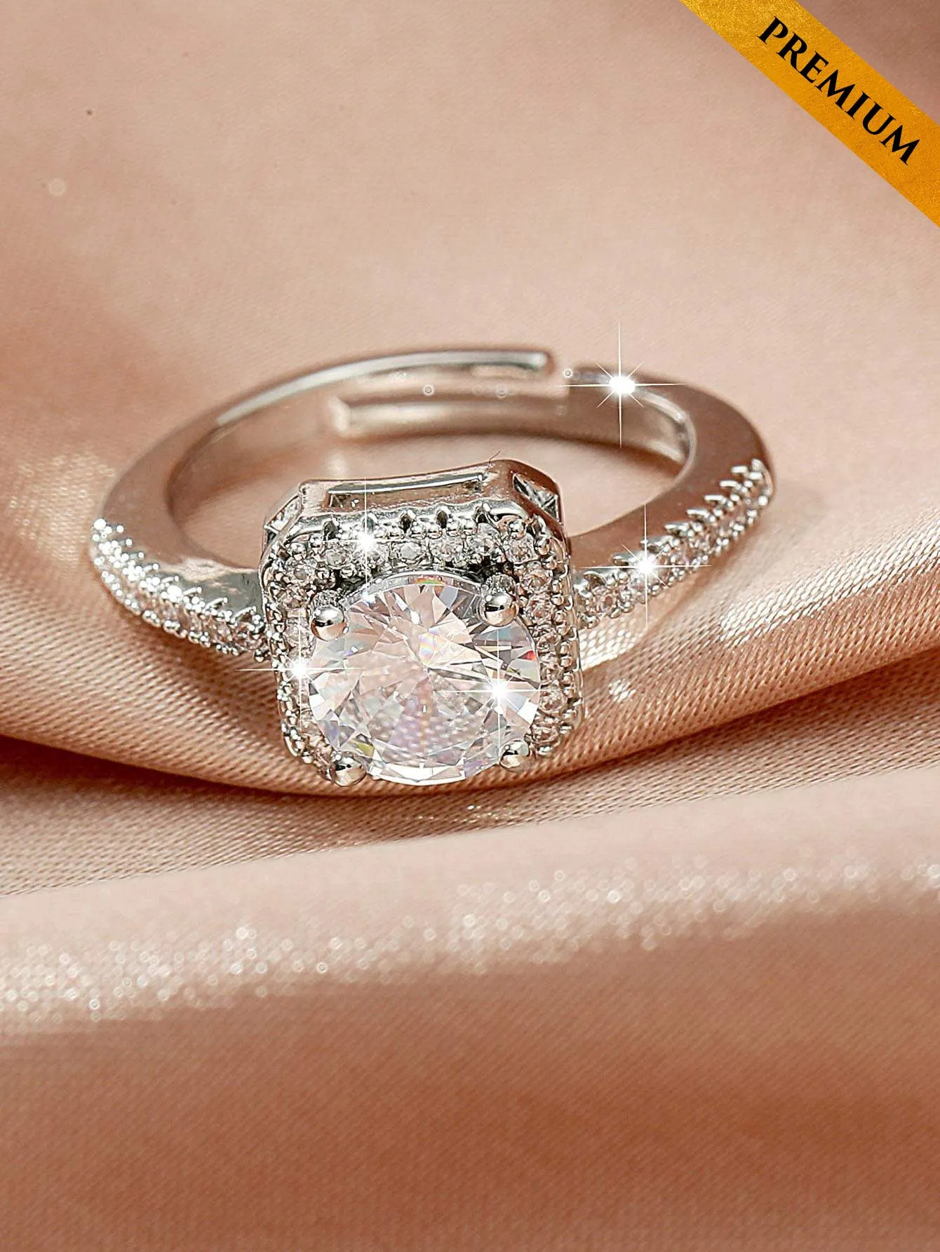 Zircon Decor Ring - Silver