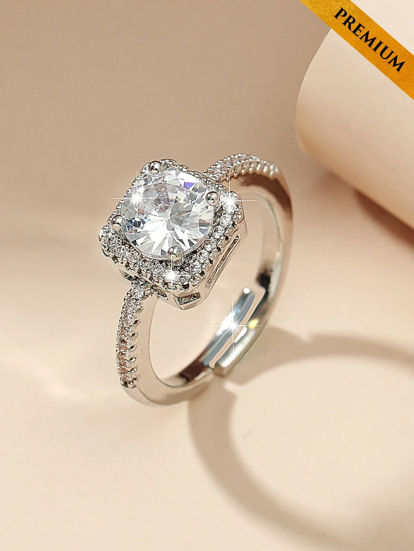 Zircon Decor Ring - Silver