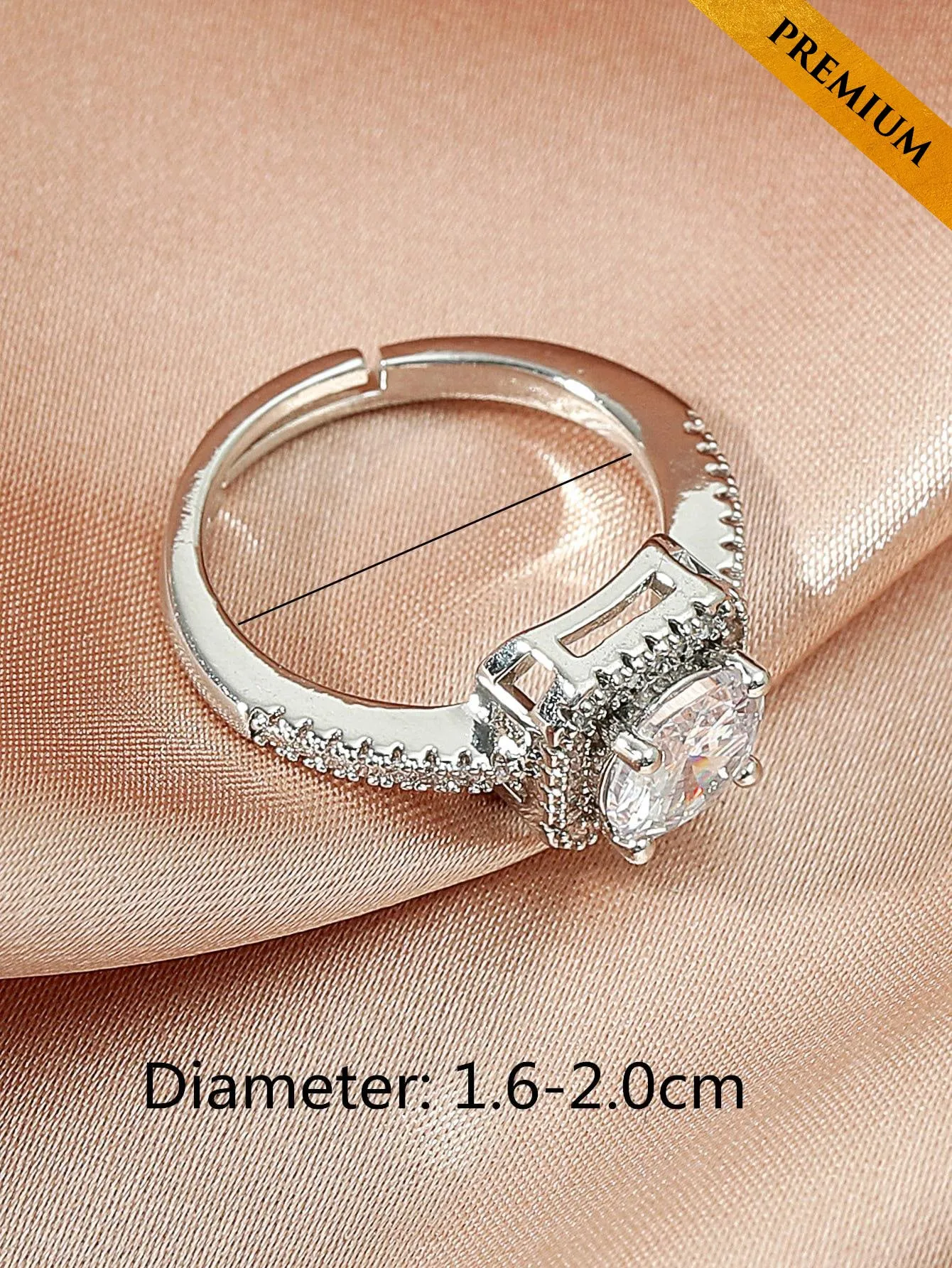 Zircon Decor Ring - Silver